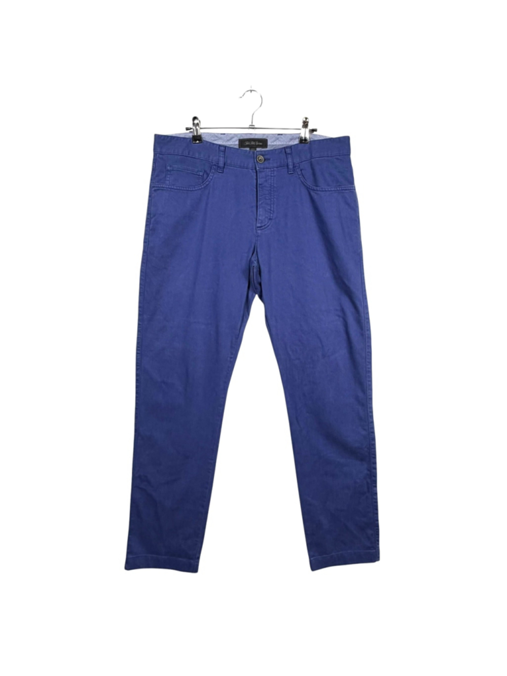Saks Fifth Avenue Pants Blue Cotton 5 Pockets Classic Fit Straight Leg Mens 33